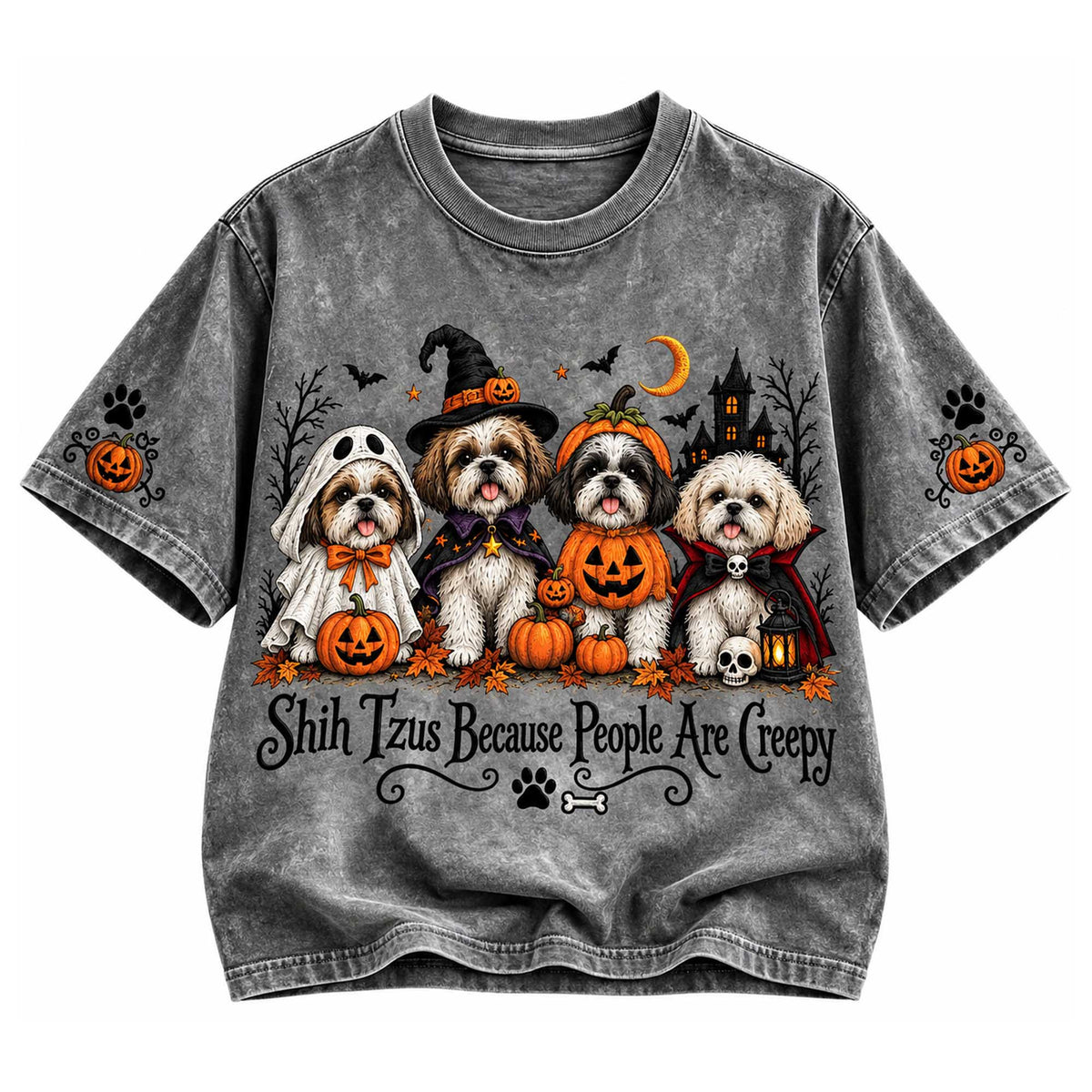 Halloween Shih Tzus Because People Are Creepy T-Shirt Dog Halloween Costume Gifts For Dog Lover - Foxy23shop
