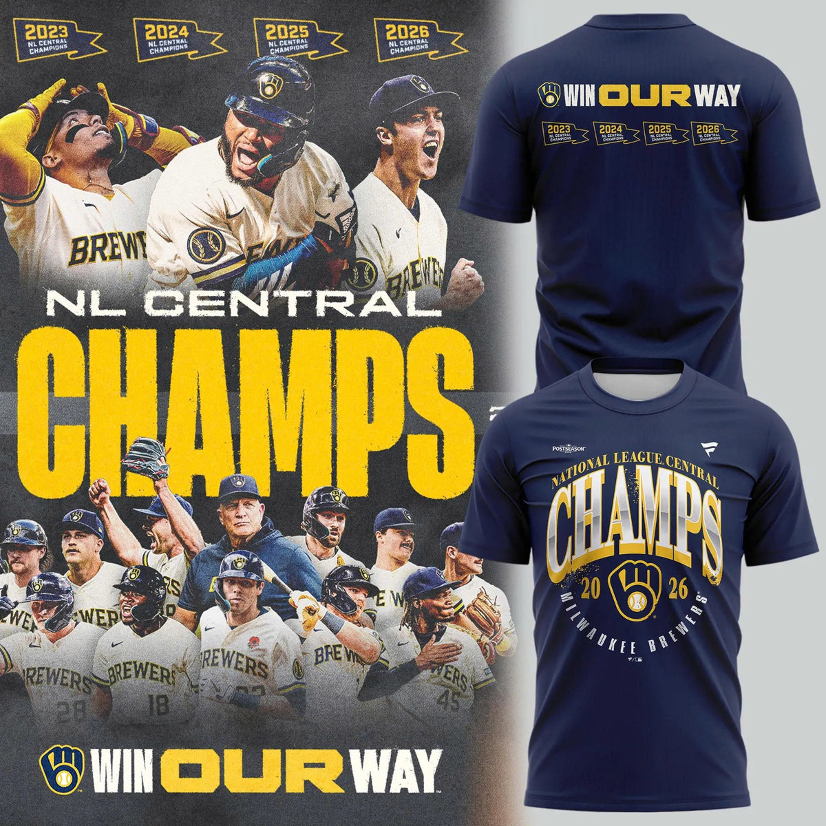 2026 NL Central Division Champions Milwaukee Brewers Shirt Milwaukee Baseball Fan Gifts - Foxy23shop