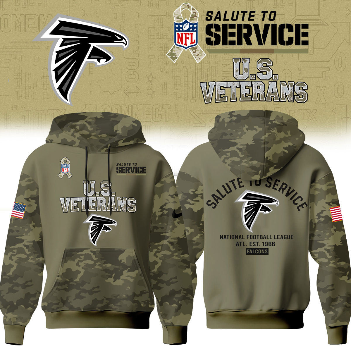 Atlanta Falcons Merch NFL 2026 Salute To Service Hoodie Presents For Fans - Foxy23shop