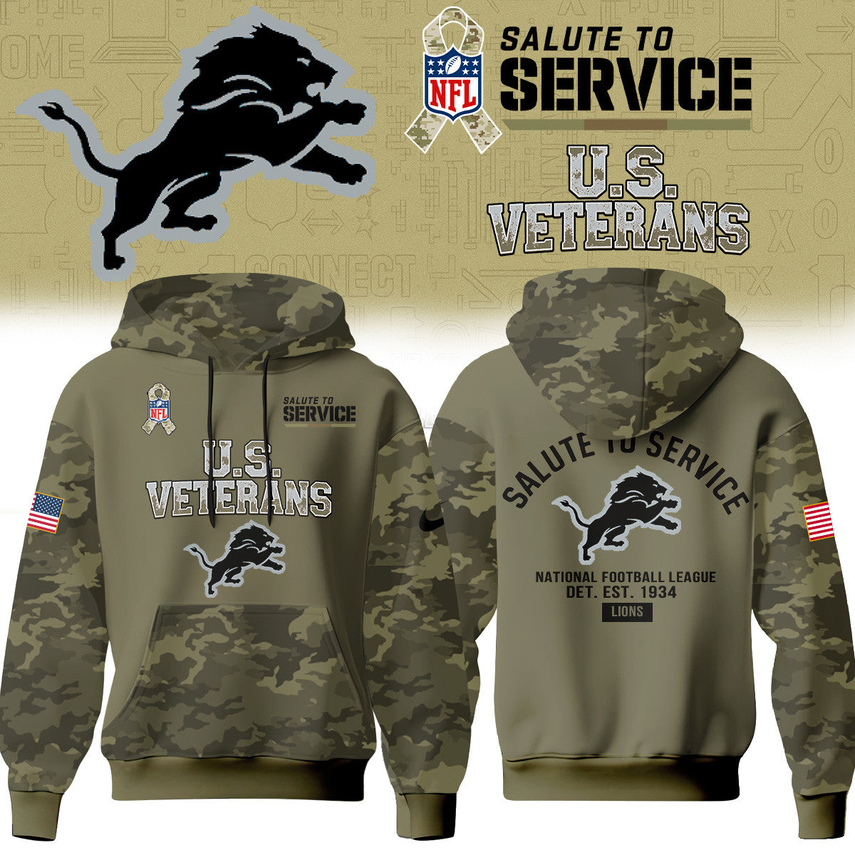 Detroit Lions Merch NFL 2026 Salute To Service Hoodie Gifts For One Pride - Foxy23shop
