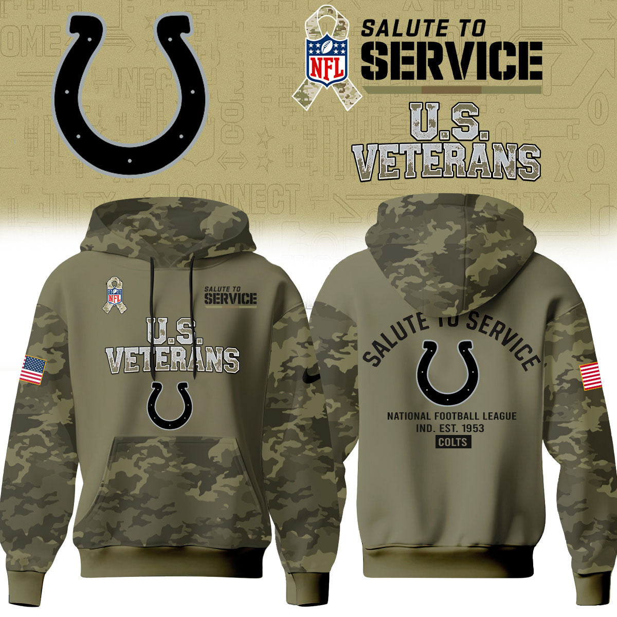 Indianapolis Colts Merch NFL 2026 Salute To Service Hoodie Gifts For Football Lovers - Foxy23shop