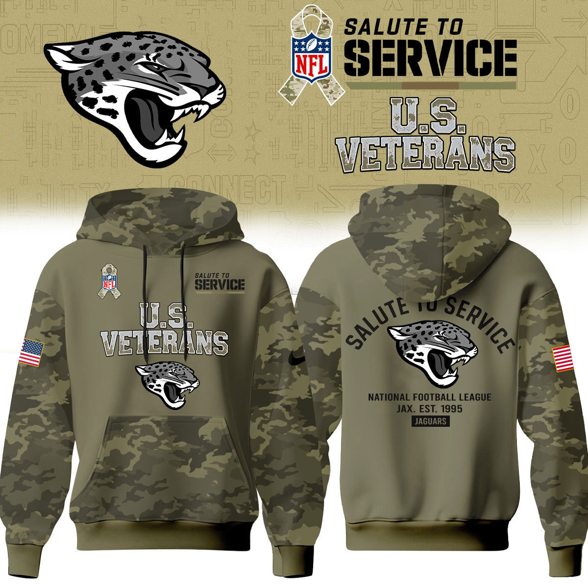 Jacksonville Jaguars Merch NFL 2026 Salute To Service Hoodie Gift Ideas For Football Lover - Foxy23shop
