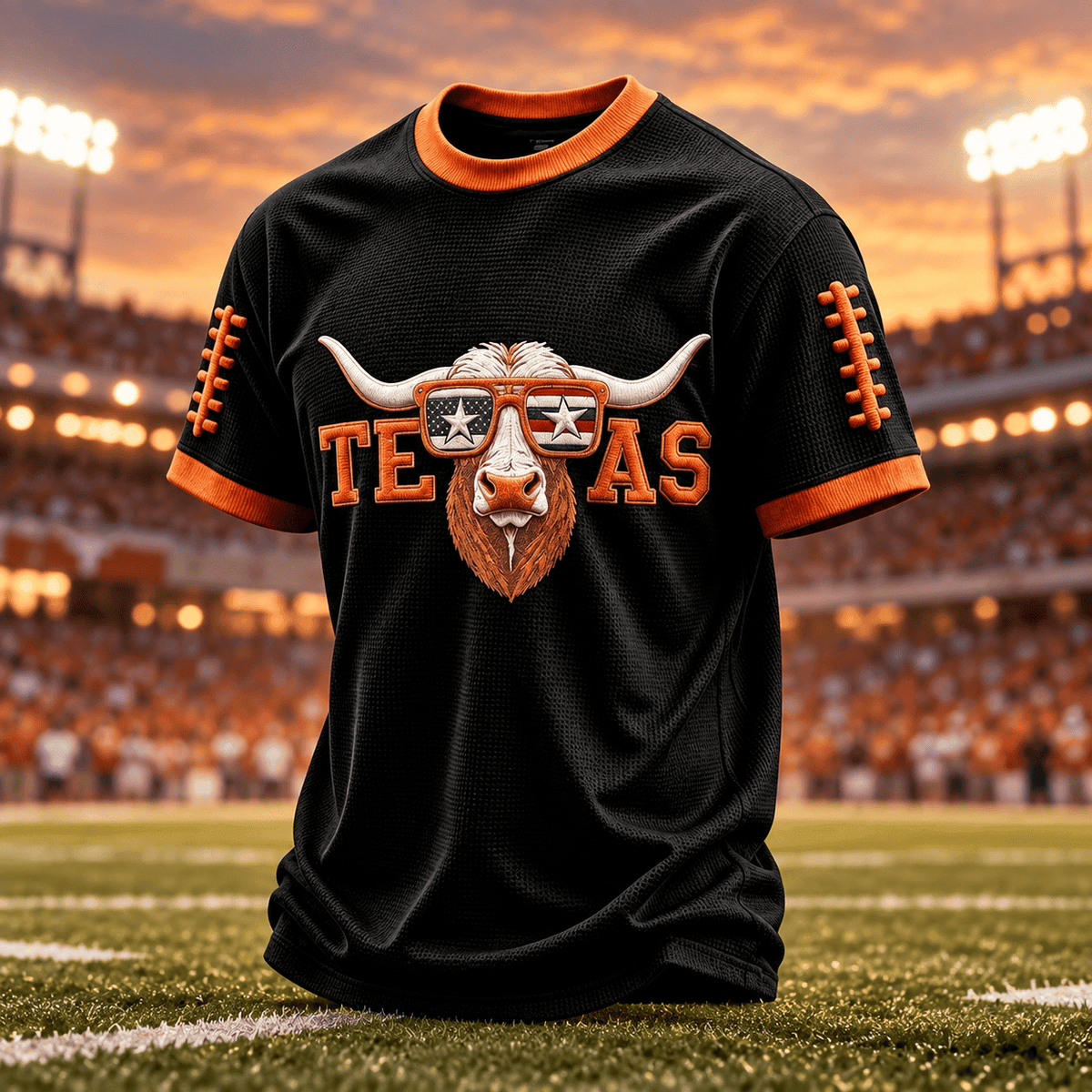 Texas Longhorns Patriotic Bevo T-Shirt American Flag Football Game Day Apparel Gift For Fans - Foxy23shop
