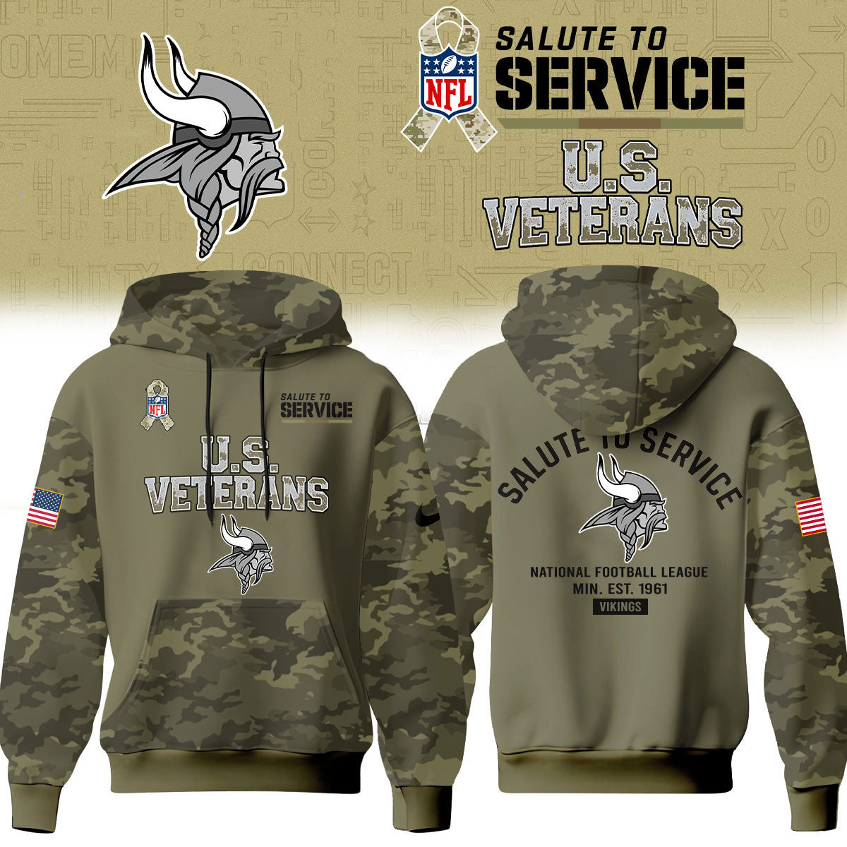 Minnesota Vikings Merch NFL 2026 Salute To Service Hoodie Gifts For Skol Nation - Foxy23shop