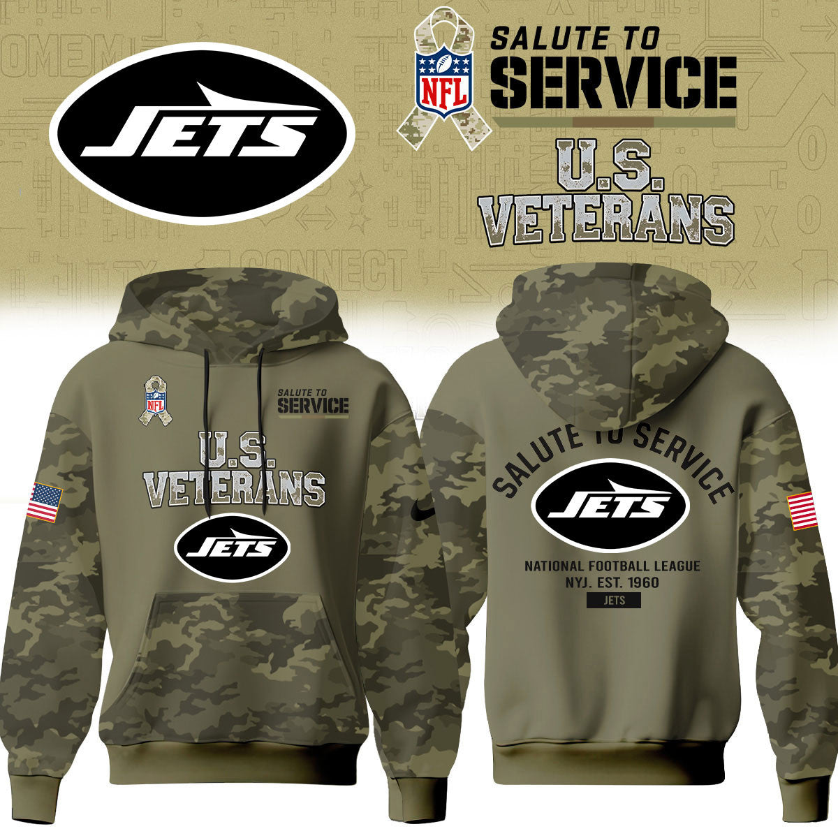 New York Jets Merch NFL 2026 Salute To Service Hoodie Best Gifts For Jets Fans - Foxy23shop
