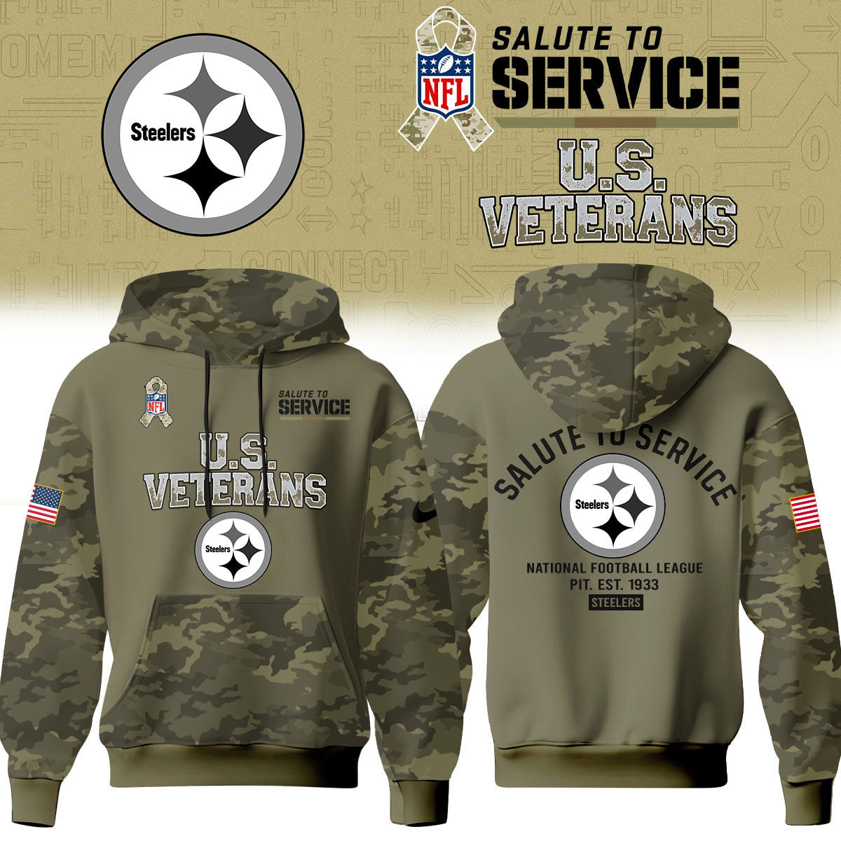 Pittsburgh Steelers Merch NFL 2026 Salute To Service Hoodie Steeler Nation Gifts - Foxy23shop