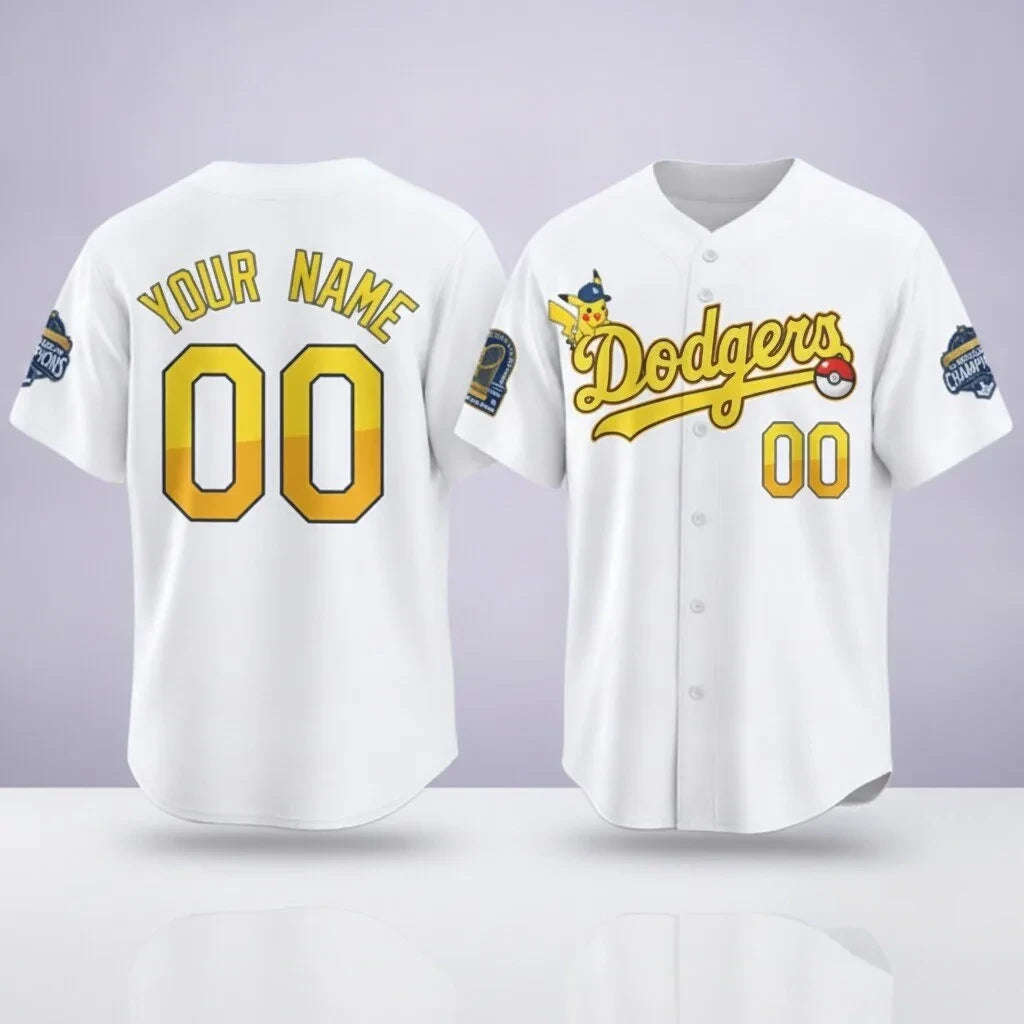 Custom Los Angeles Dodgers World Series Champions Pikachu 2026 Jersey LA Dodgers Apparel Fan Gear - Foxy23shop