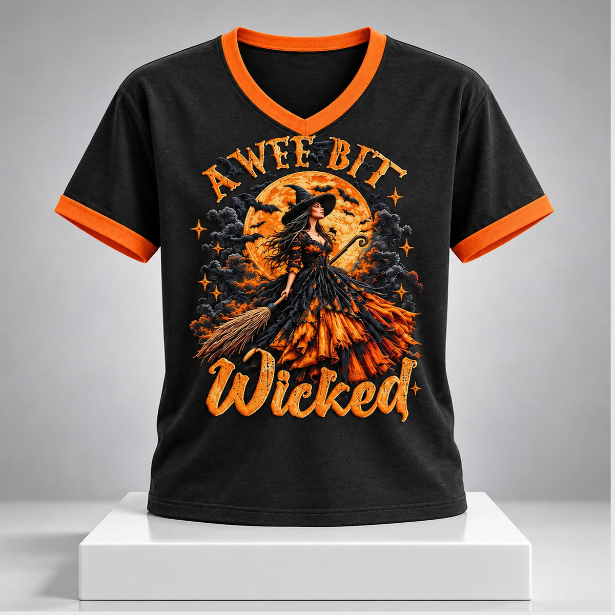 A Wee Bit Wicked Halloween 2026 V-Neck Shirt Halloween Clothing Gifts For Sister - Foxy23shop