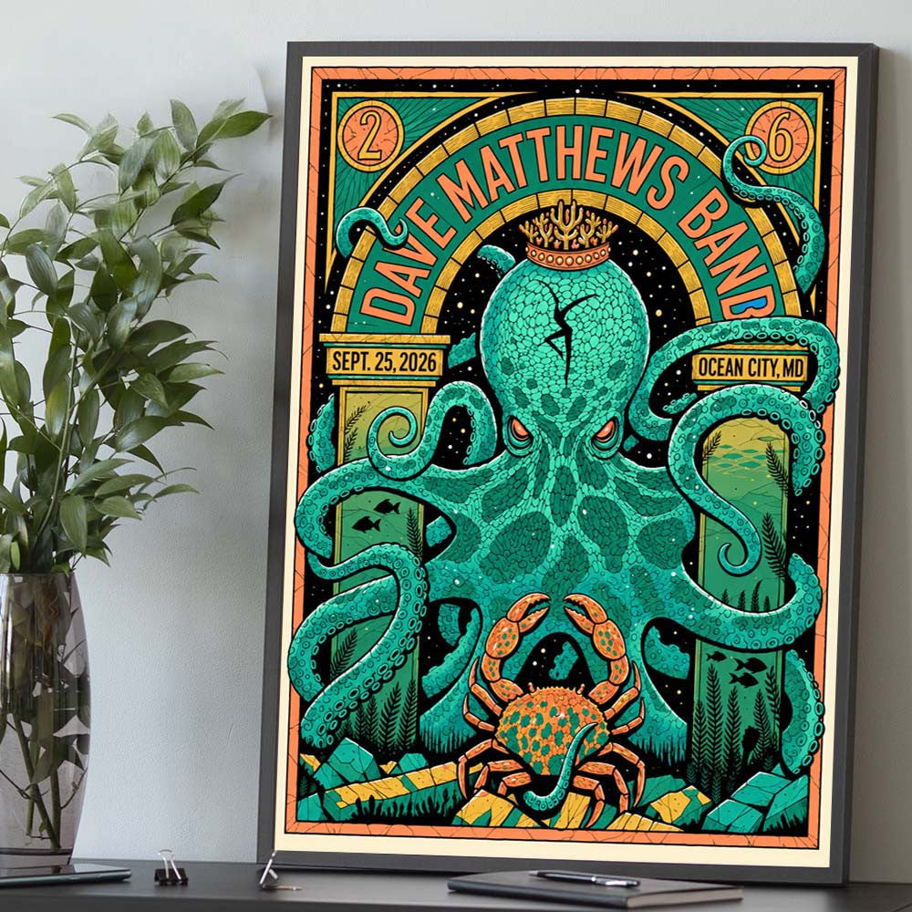 Dave Matthews Band Ocean City MD Event Poster Dave Matthews Concert Poster Gifts For Fans - Foxy23shop