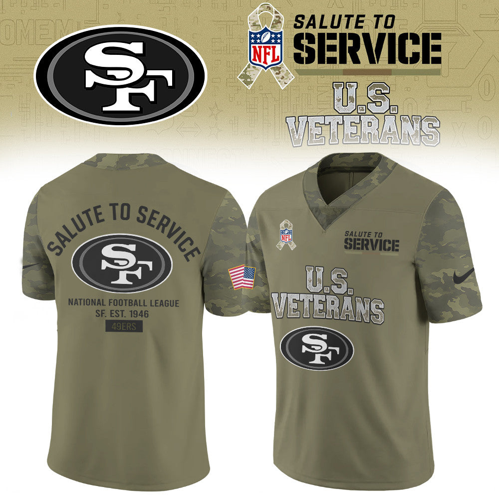 San Francisco 49ers Merch NFL 2026 Salute To Service Jersey Football Fan Gear - Foxy23shop