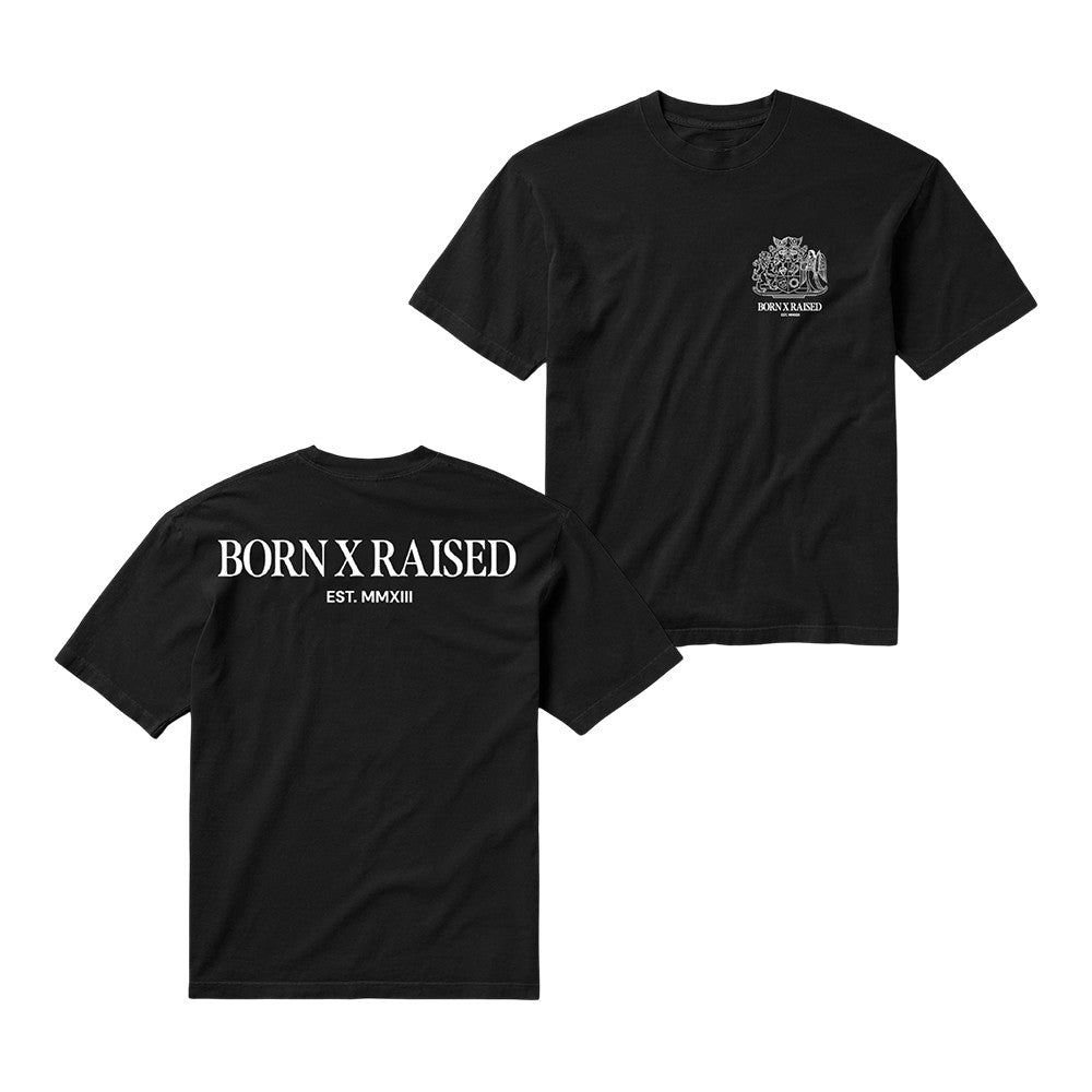 Born x Raised Merch Crest T-Shirt Black Shirt Apparel Good Gifts For Girlfriend - Foxy23shop
