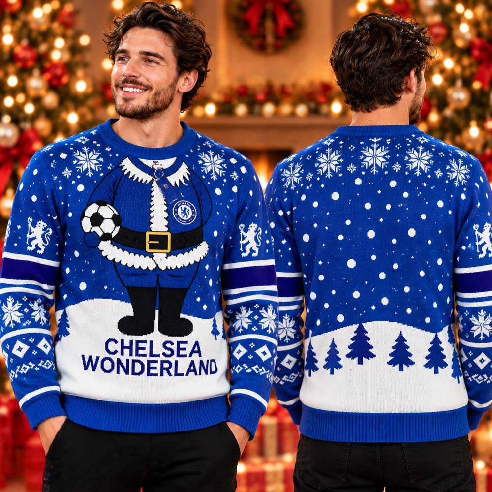 Chelsea FC Wonderland Christmas Jumper Ugly Sweater Chelsea Merch Xmas Gifts For Soccer Lover - Foxy23shop