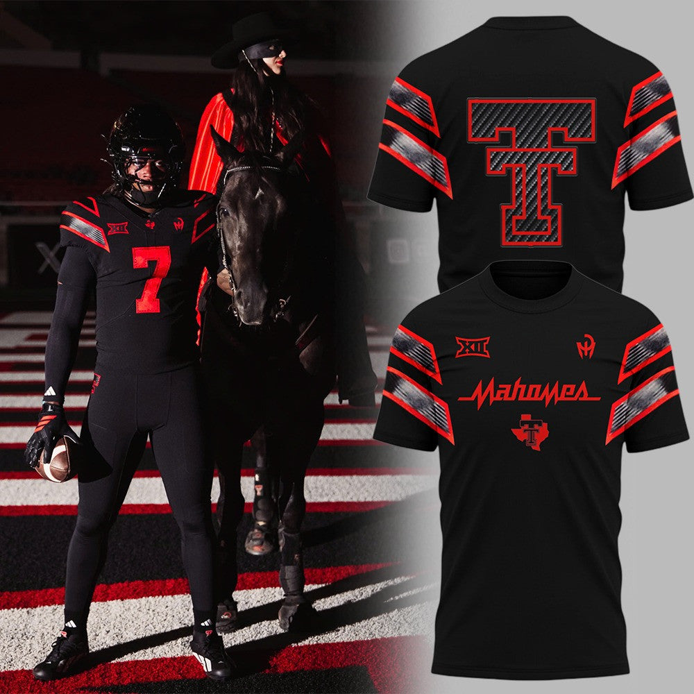 Texas Tech Red Raider Patrick Mahomes Let's Ride Black T-Shirt Red Raider Merch Gifts For Fan - Foxy23shop