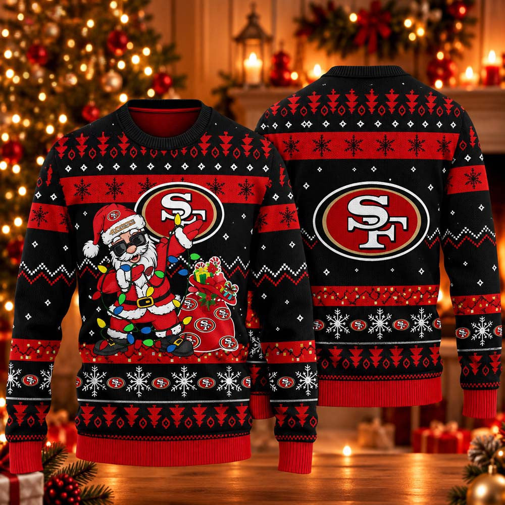San Francisco 49ers Santa Claus Ugly Christmas Sweater San Francisco 49ers Apparel - Foxy23shop