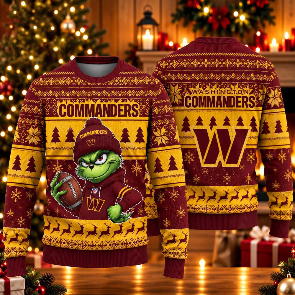 Washington Commanders The Grinch 2026 Ugly Christmas Sweater Washington Commanders Merch Fan Gear - Foxy23shop