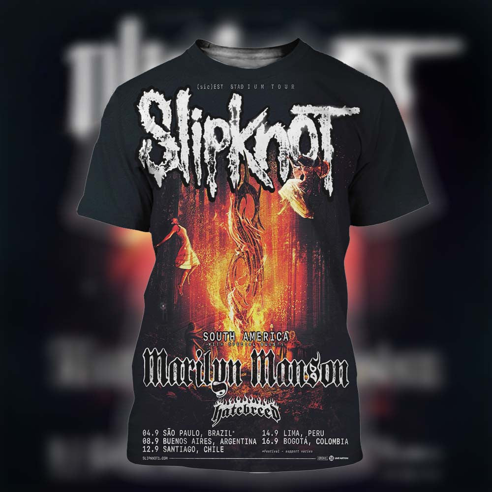 Slipknot South America 2027 sicEST Stadium Tour T-Shirt Gifts For Slipknot Lovers - Foxy23shop