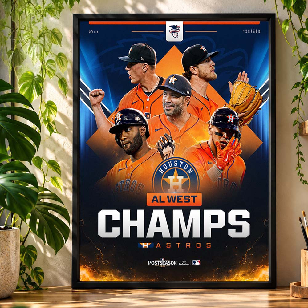 Houston Astros AL West Postseason Champions 2026 Home Decor Poster Best Wall Decor Astros Fan Gifts - Foxy23shop