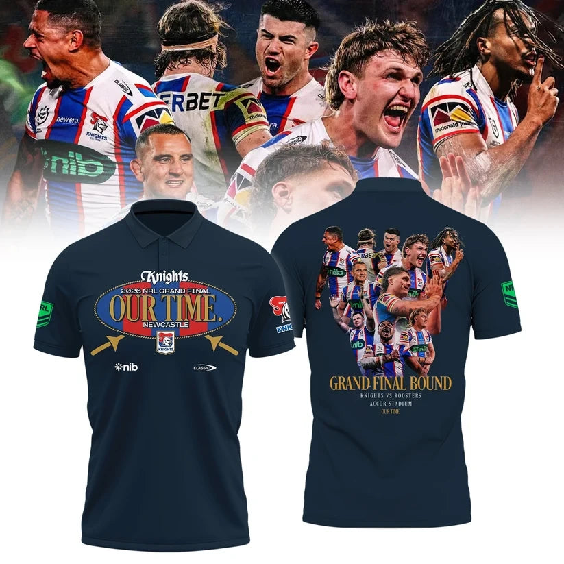 Newcastle Knights Merch 2026 Grand Final Our Time Polo Shirt Great Gifts For Rugby Fans - Foxy23shop