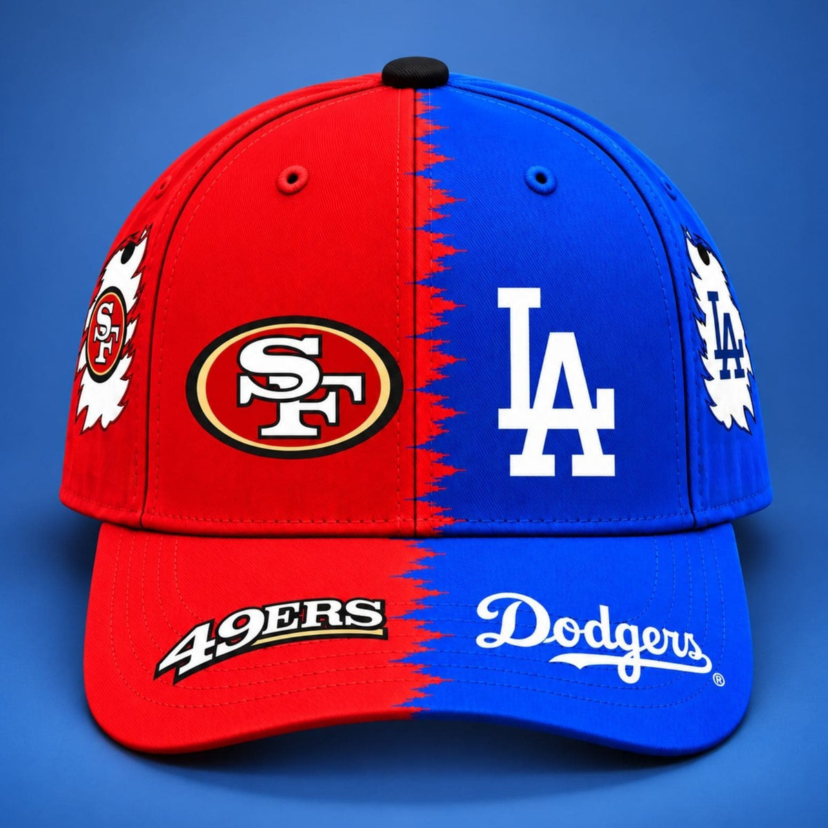San Francisco 49ers X Los Angeles Dodgers Split Half And Half Hat Gift For Football Lovers - Foxy23shop