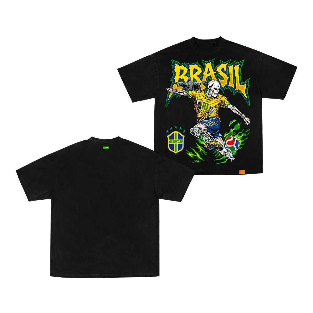 Sana Merch Brazil Skelly Black T-Shirt Unique Gifts For Soccer Lovers - Foxy23shop