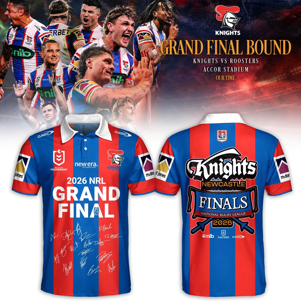 Newcastle Knights Merch 2026 NRL Finals Our Time Bound Polo Shirt Presents For Newcastle Knights Fans - Foxy23shop