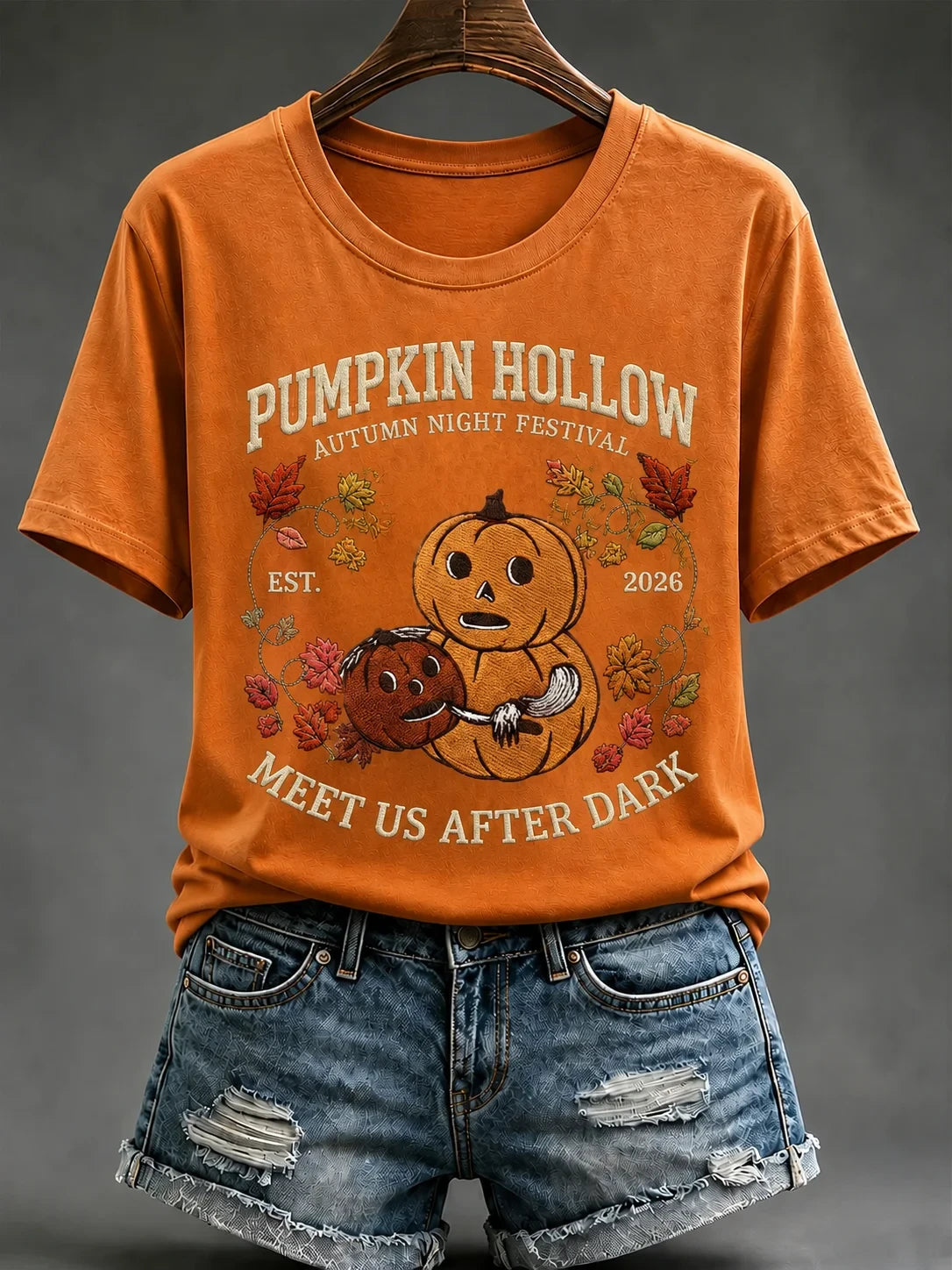 Autumn Halloween Pumpkin Hollow T-Shirt Funny Halloween Apparel Gifts For Wife - Foxy23shop