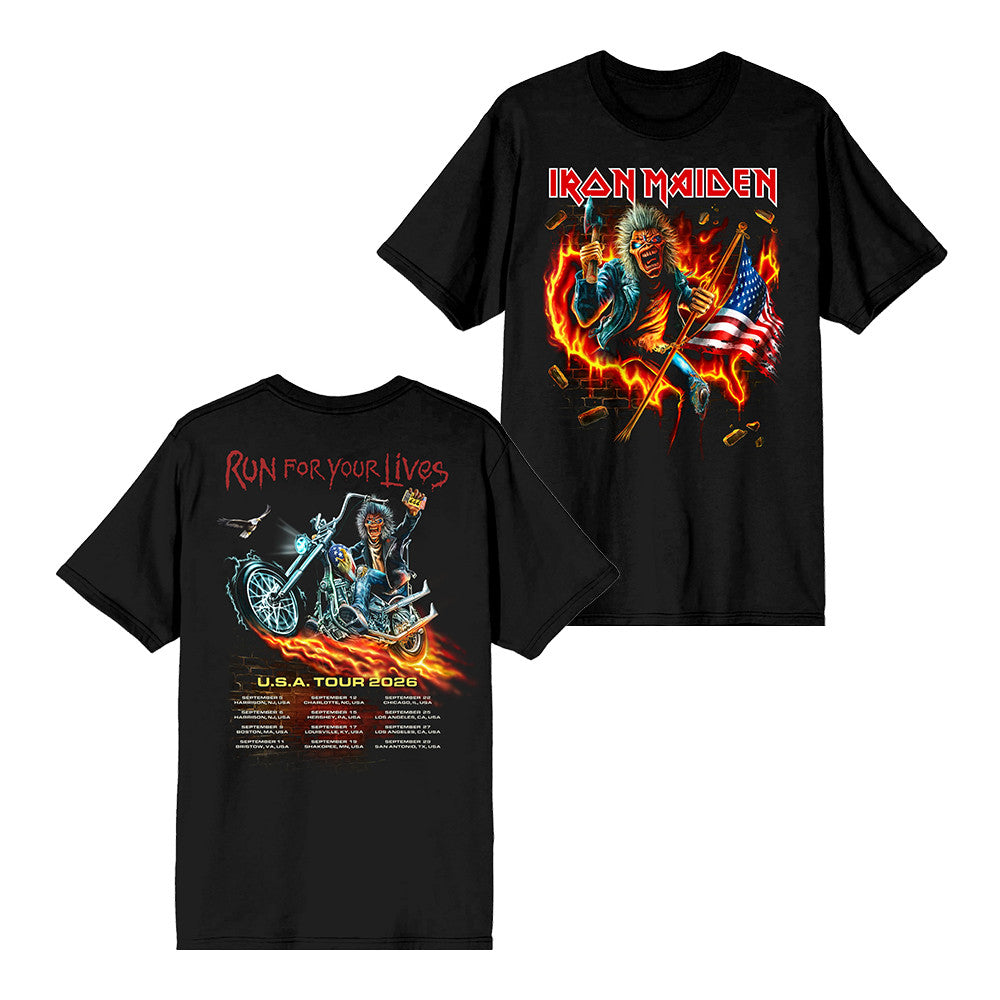 Iron Maiden Store Merch Run For Your Life 2026 Tour Black Shirt Gifts For Rock Lovers - Foxy23shop