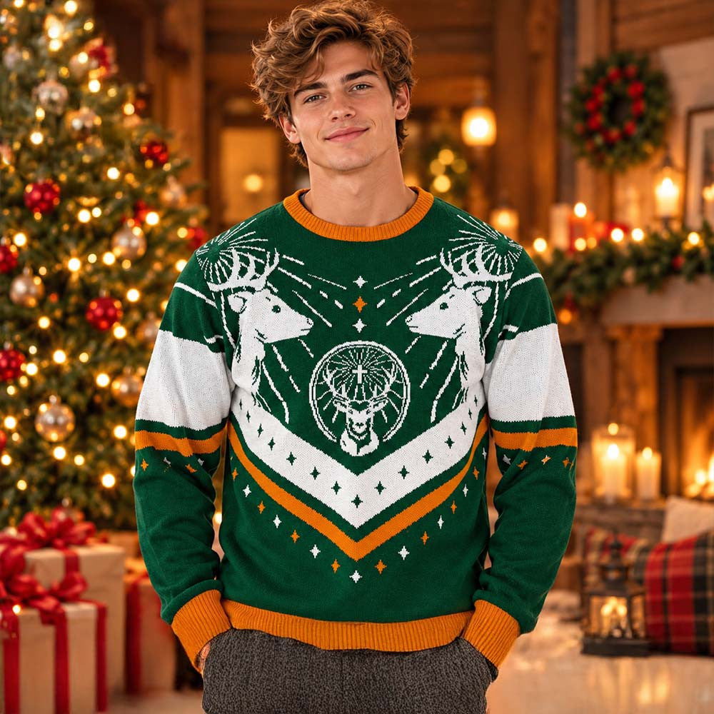 Jagermeister Logo Between The Stag Holiday Ugly Sweater Xmas Clothing Christmas Gifts For Him - Foxy23shop