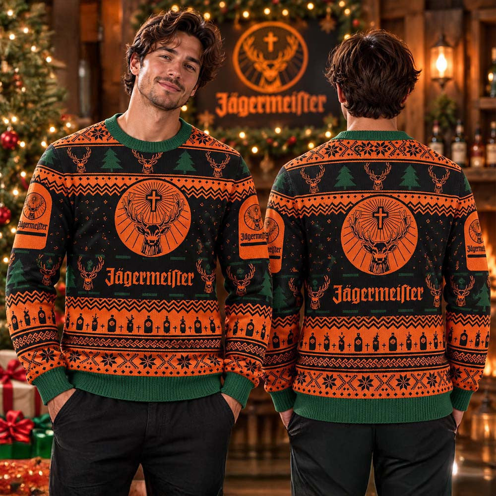 Jagermeister Snowflakes And Pine Tree Christmas Ugly Sweater Xmas Apparel Christmas Gift Ideas - Foxy23shop