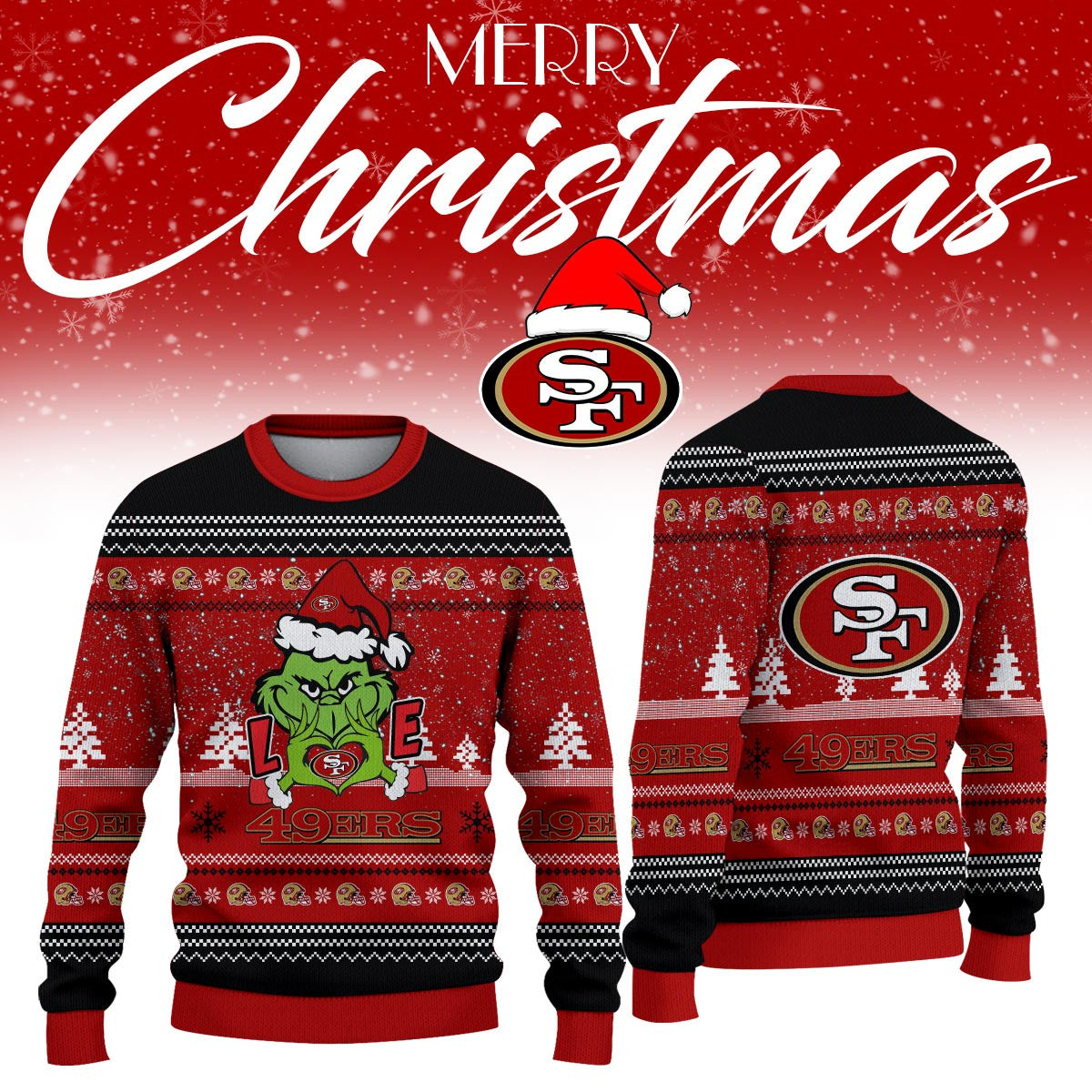 San Francisco 49ers Merry Christmas Ugly Sweater San Francisco 49ers Apparel Fan Gear - Foxy23shop