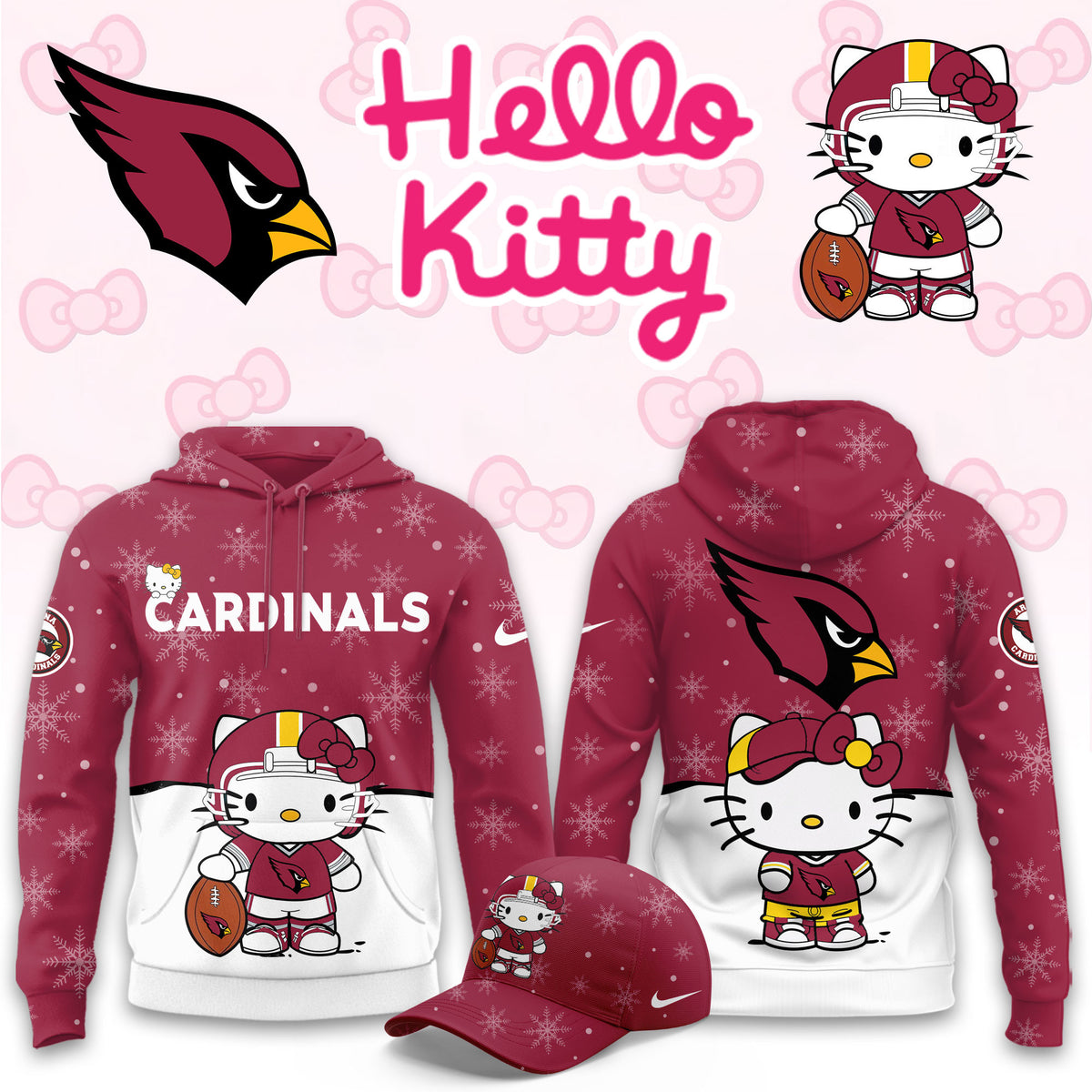 Arizona Cardinals X Hello Kitty 2026 NFL Hoodie Best Gifts For Football Fans - Foxy23shop
