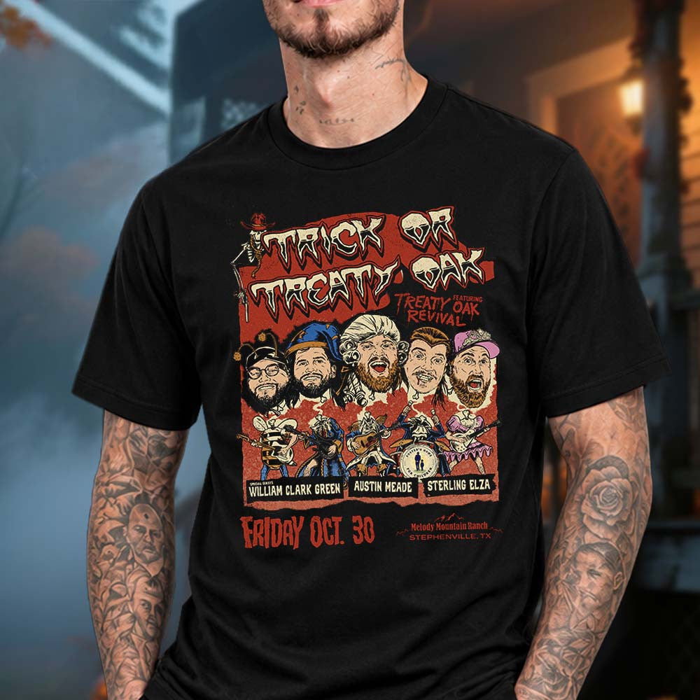Treaty Oak Revival Trick Or Treaty Oak At Melody Mountain Ranch In Stephenville TX T-Shirt Fans Gifts - Foxy23shop
