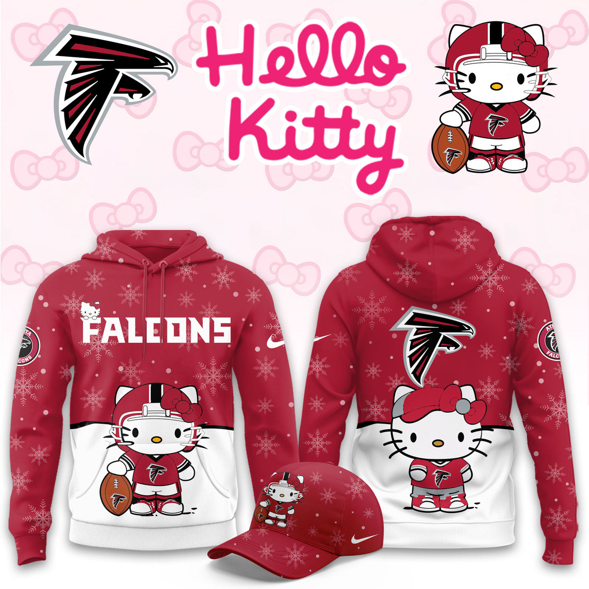 Atlanta Falcons x Hello Kitty Merch 2026 NFL Hoodie Atlanta Falcons Clothing - Foxy23shop