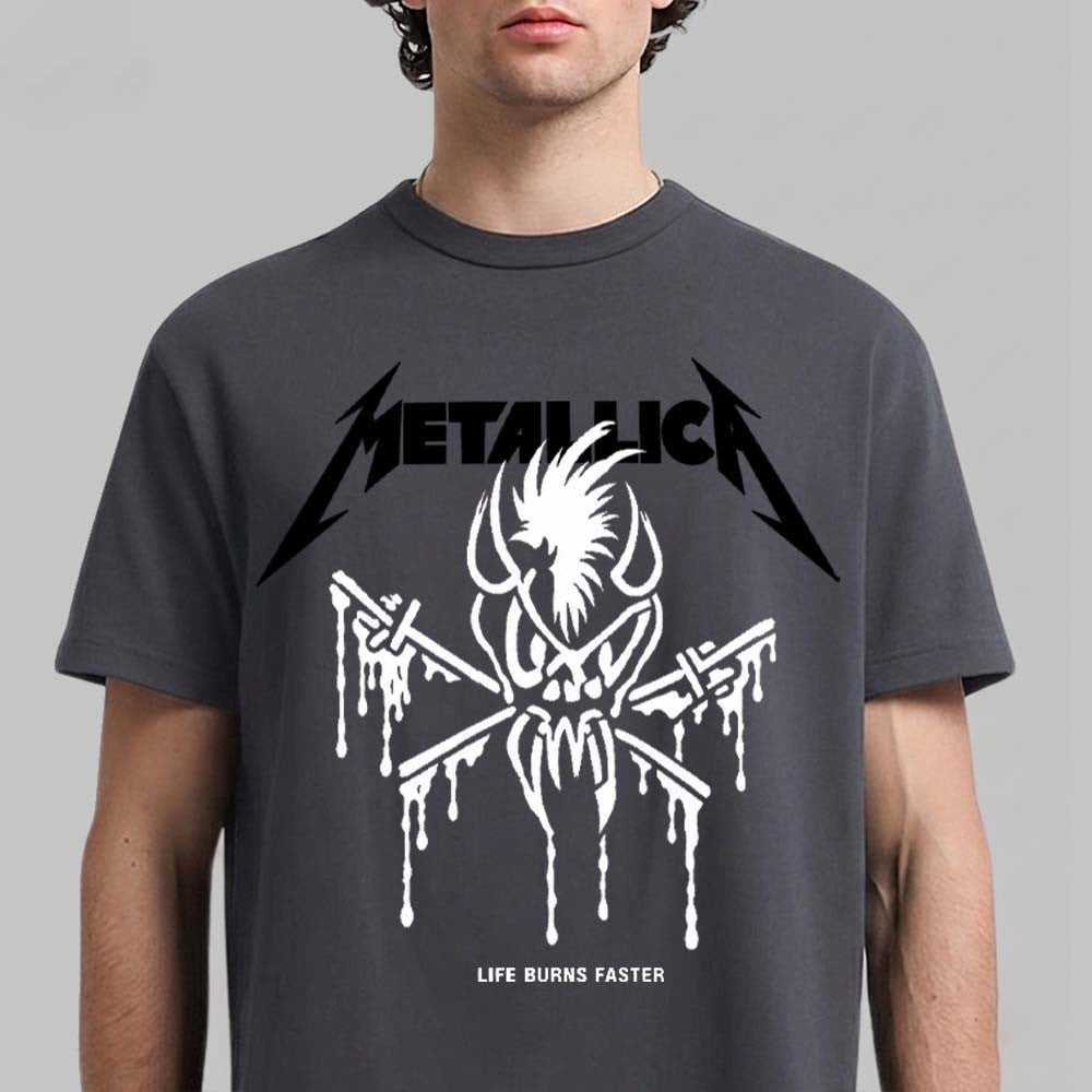 Metallica Merch Life Burns Faster 2026 Tour T-Shirt Gifts For Metallica Lovers - Foxy23shop