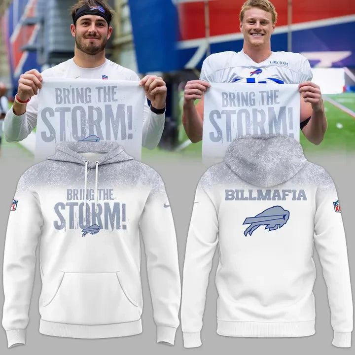 Buffalo Bills Merch Bring The Storm White Out Game Day Hoodie Biils Mafia Fan Gifts - Foxy23shop