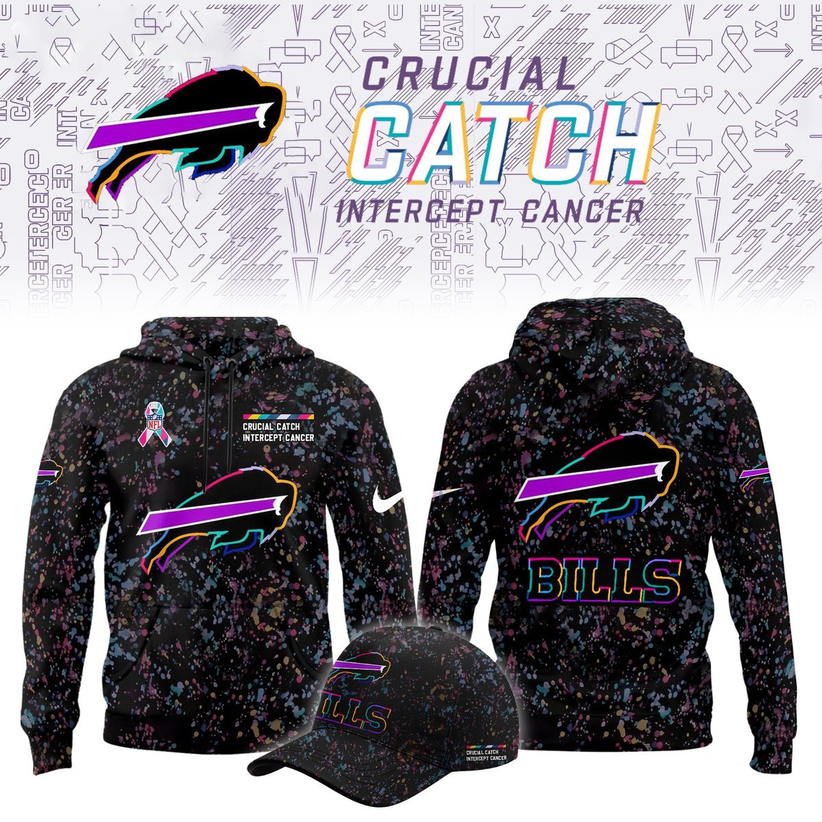 Buffalo Bills Merch Crucial Catch Intercept Cancer Hoodie Best Gifts For Bills Mafia - Foxy23shop