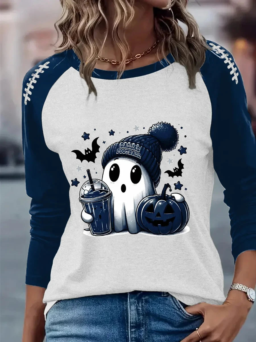 Dallas Cowboys Merch Footbal Halloween Long Sleeve Shirt Dallas Cowboys Apparel - Foxy23shop