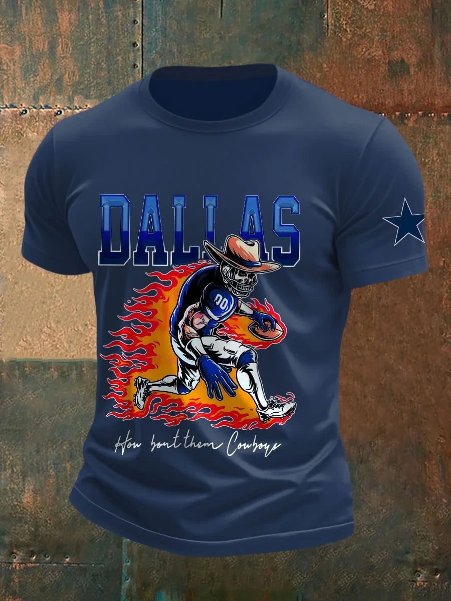 Dallas Cowboys Merch Fire Skull Football Shirt Presents For Cowboys Nation - Foxy23shop