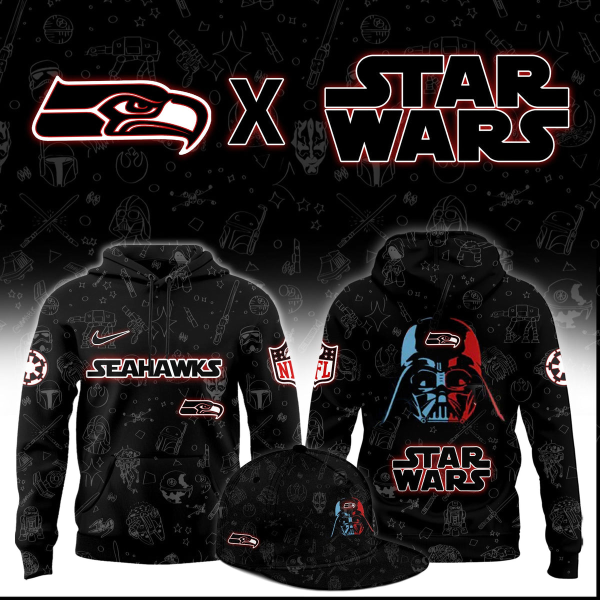 Seattle Seahawks X Star Wars Merch 2026 NFL Hoodie Gifts Idea For The 12s - Foxy23shop