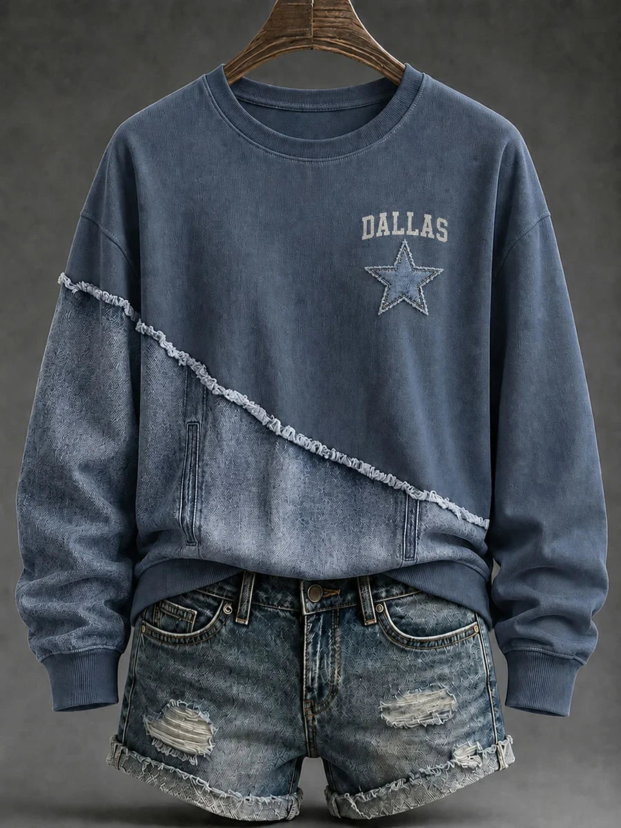 Dallas Cowboys Logo Graphic Sweatshirt Dallas Cowboys Apparel Presents For Her - Foxy23shop