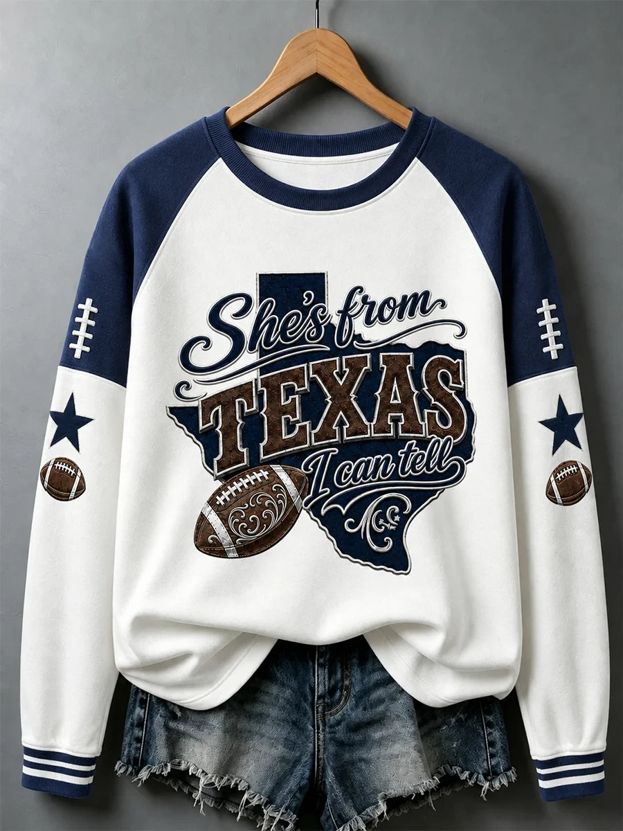 Dallas Cowboys Merch She's From Texas I Can Tell Sweatshirt Dallas Cowboys Apparel Fan Gears - Foxy23shop