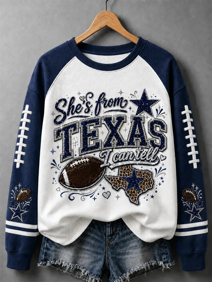 Dallas Cowboys Merch She's From Texas I Can Tell Sweatshirt Dallas Cowboys Apparel - Foxy23shop