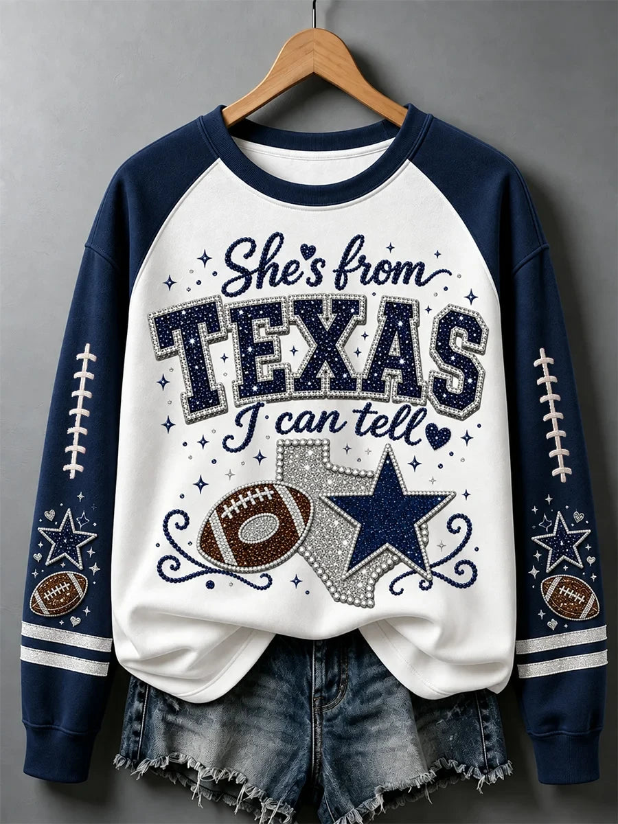 Dallas Cowboys Merch She's From Texas I Can Tell Sweatshirt Dallas Cowboys Gears For Fans - Foxy23shop