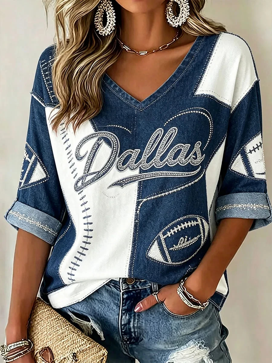 Dallas Cowboys Football Est 1960 V-Neck Long Sleeve Shirt Gifts For Cowboys Nation - Foxy23shop