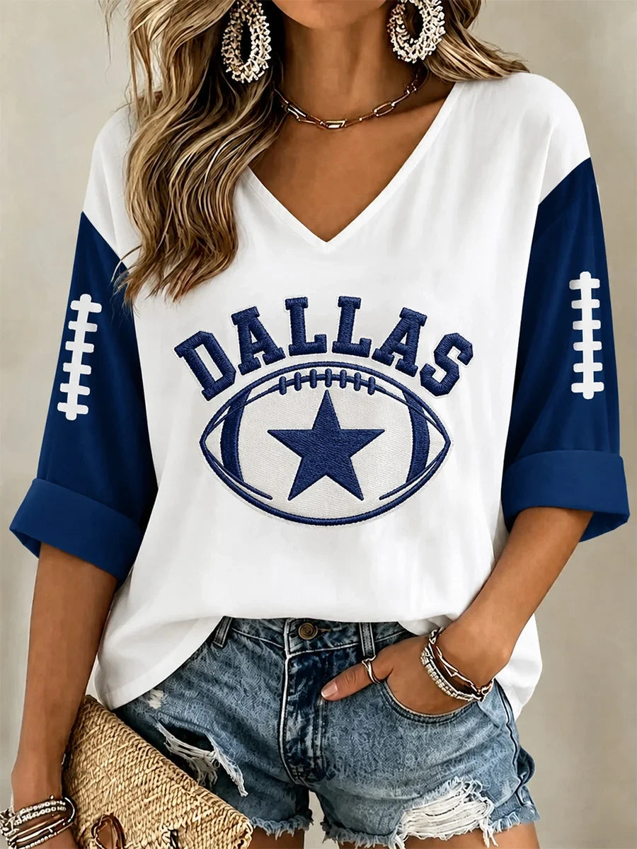 Dallas Cowboys Game Day Est 1960 V-Neck Long Sleeve Shirt Dallas Cowboys Merchandise - Foxy23shop