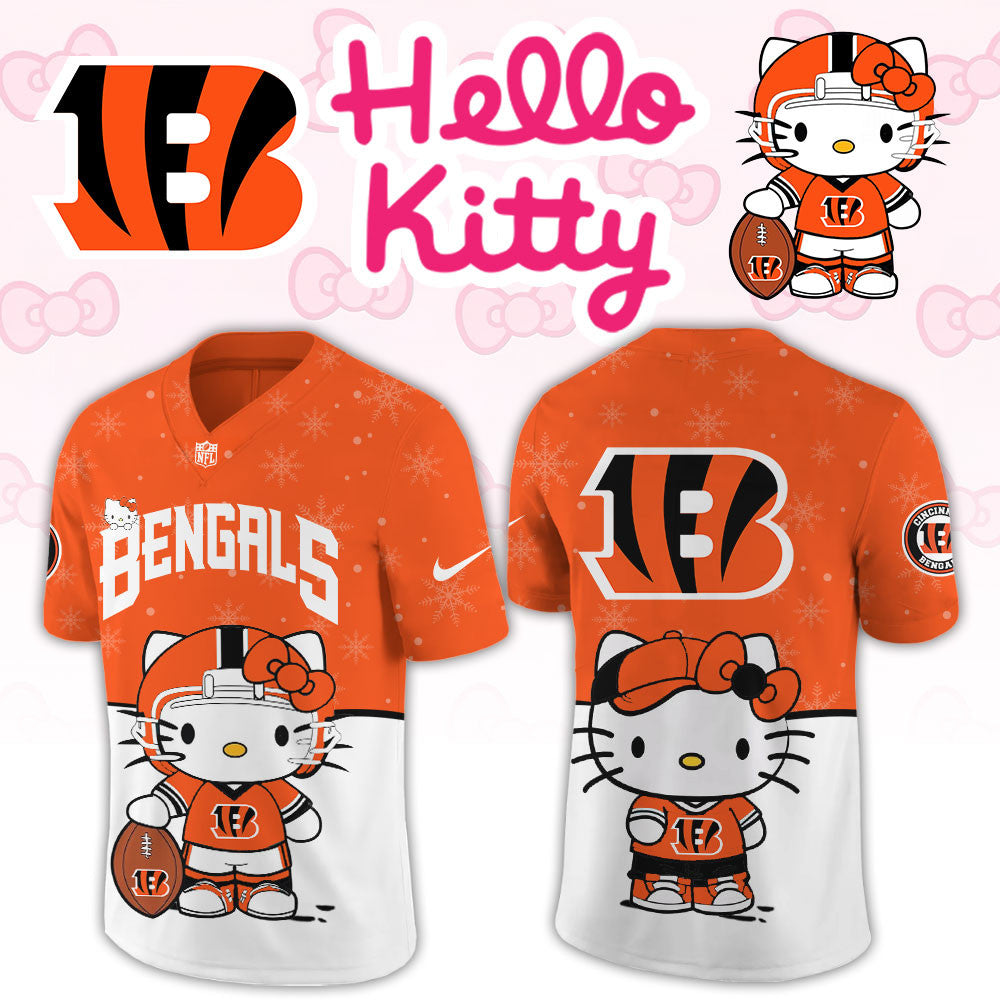 Cincinnati Bengals x Hello Kitty Jersey Cincinnati Bengals Clothing Best Fan Gears - Foxy23shop