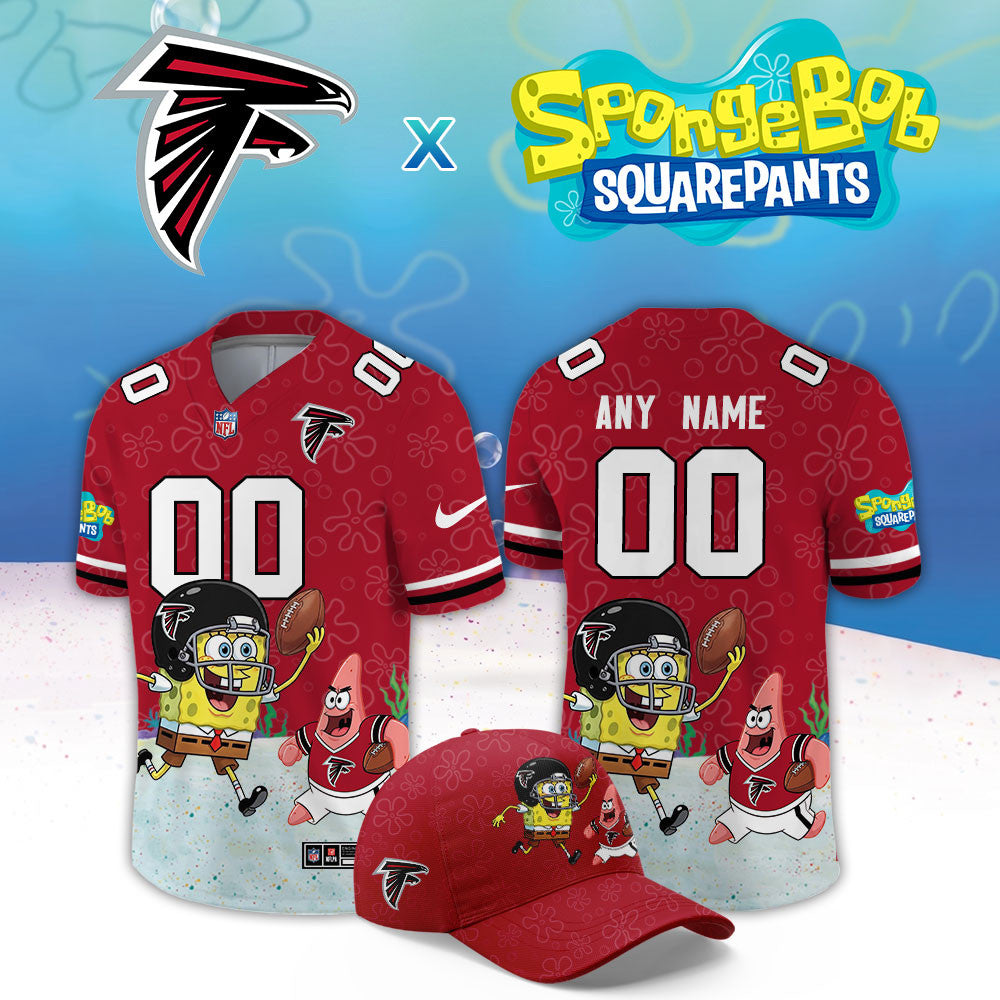 Custom Atlanta Falcons X Spongebob Squarepants Merch 2026 NFL Jersey Gift For Football Fans - Foxy23shop