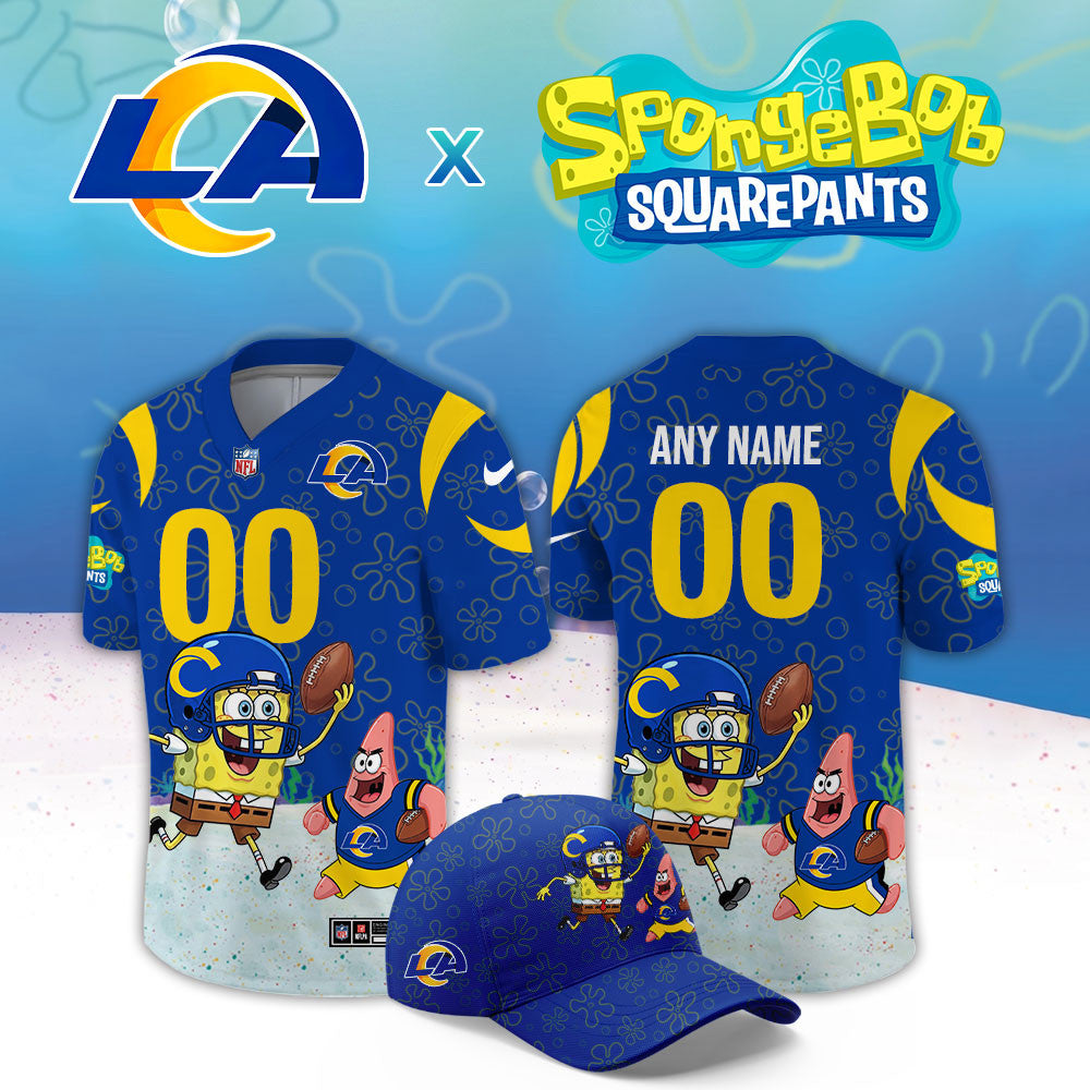 Custom Los Angeles Rams x Spongebob Squarepants Jersey Los Angeles Rams Clothing - Foxy23shop
