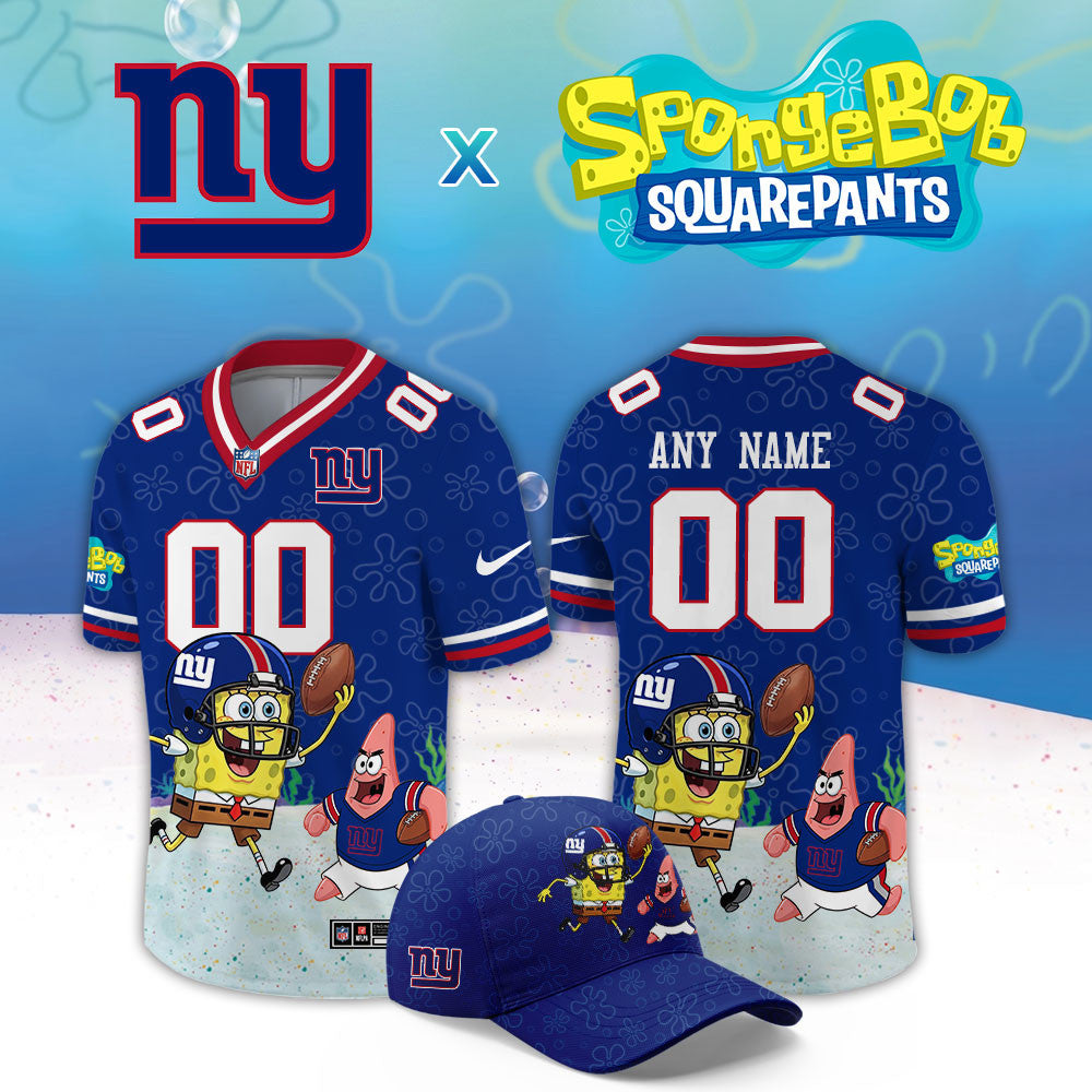 Custom New York Giants X Spongebob Squarepants Jersey New York Giants Clothes Gifts For Fans - Foxy23shop