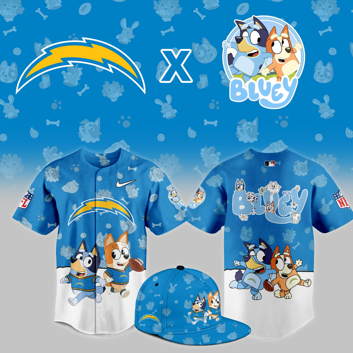 Los Angeles Chargers 2026 NFL X Bluey Jersey Best Presents For Football Lover - Foxy23shop
